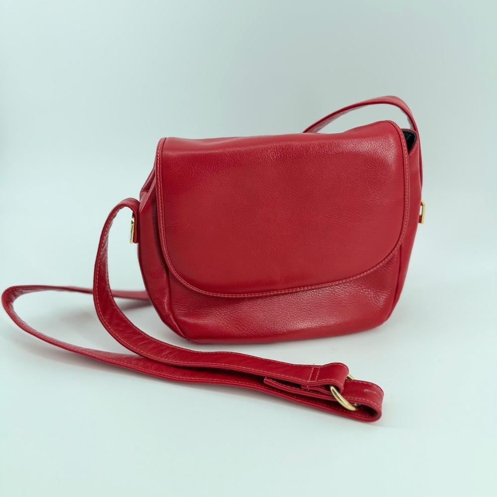 Vintage Susan Gail Red Genuine Leather Crossbody Bag Adjustable Strap Purse